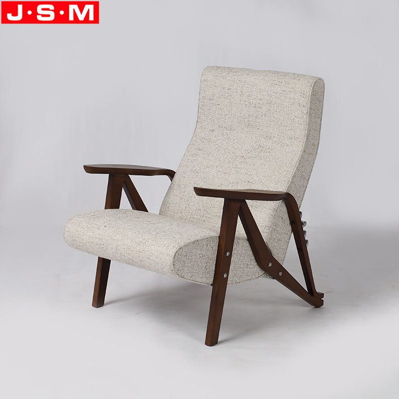 Modern Wood Leisure Chair Reclining Adjustable Backrest Armchair For Living Room Hotel