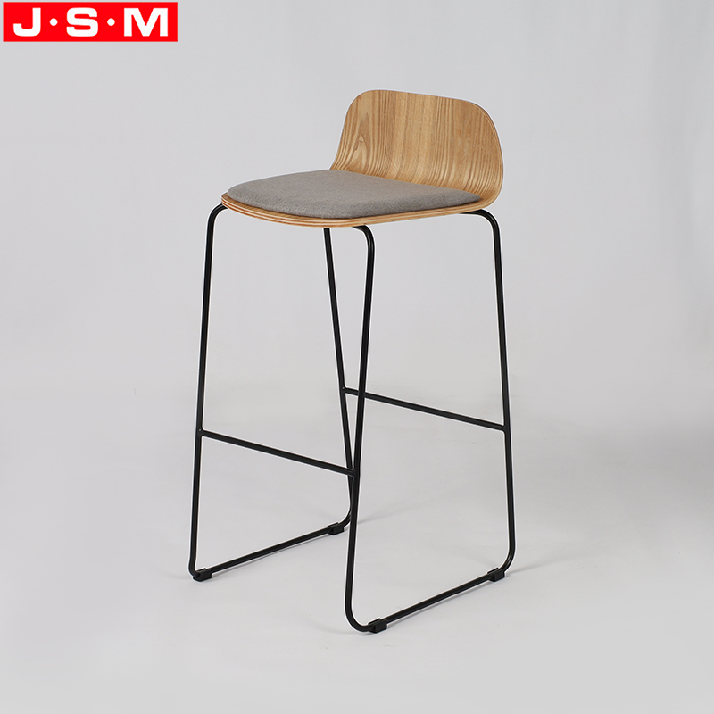 Brown Wood Veneer Stool Chair