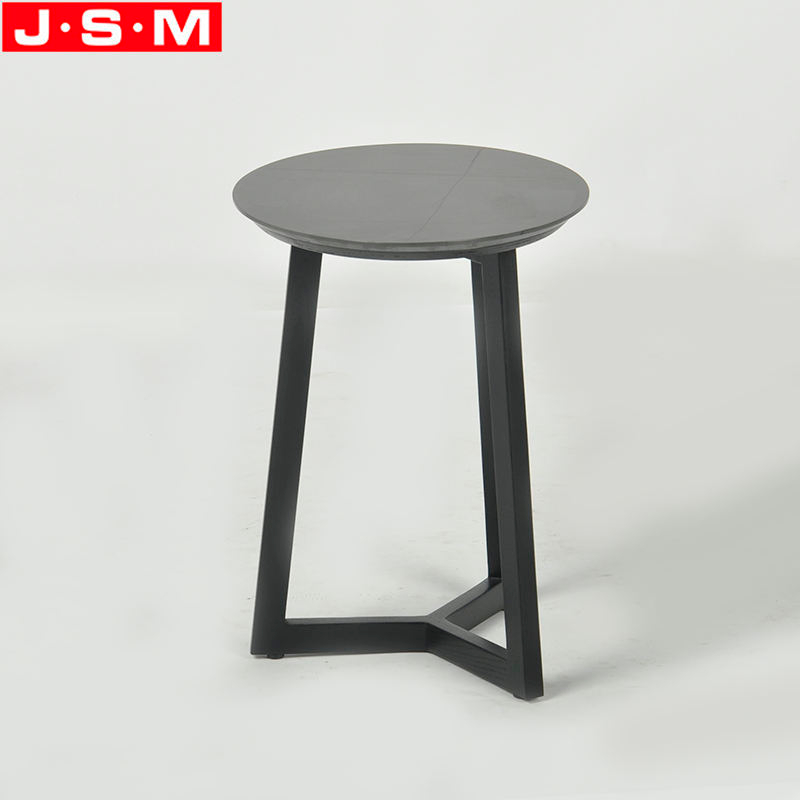 Leisure Facilities Rock Slab Table Top Ash Timber Base Black Round Living Room Coffee Tables