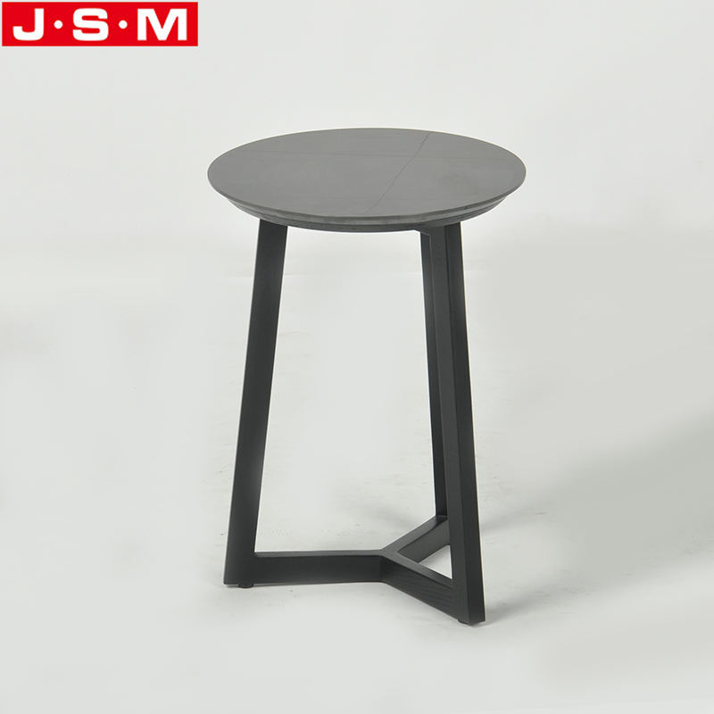 Leisure Facilities Rock Slab Table Top Ash Timber Base Black Round Living Room Coffee Tables