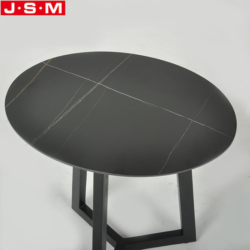 Leisure Facilities Rock Slab Table Top Ash Timber Base Black Round Living Room Coffee Tables