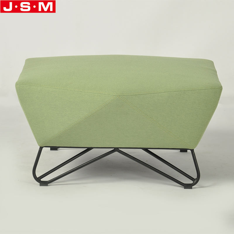 Modern Stylish Leisure Furniture Interior Room Wooden Green Ottoman Stool With Metal Legs