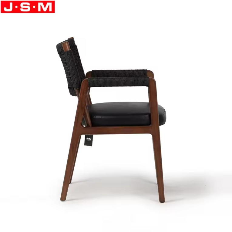 Hot Selling Luxury Quality Dinning Leather Cotton Rope Woven Back Dining Chair