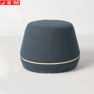 Modern Home French Style Fabric Upholstery Footstool Round Stool Ottoman wooden frame with Fabric or PU upholstery