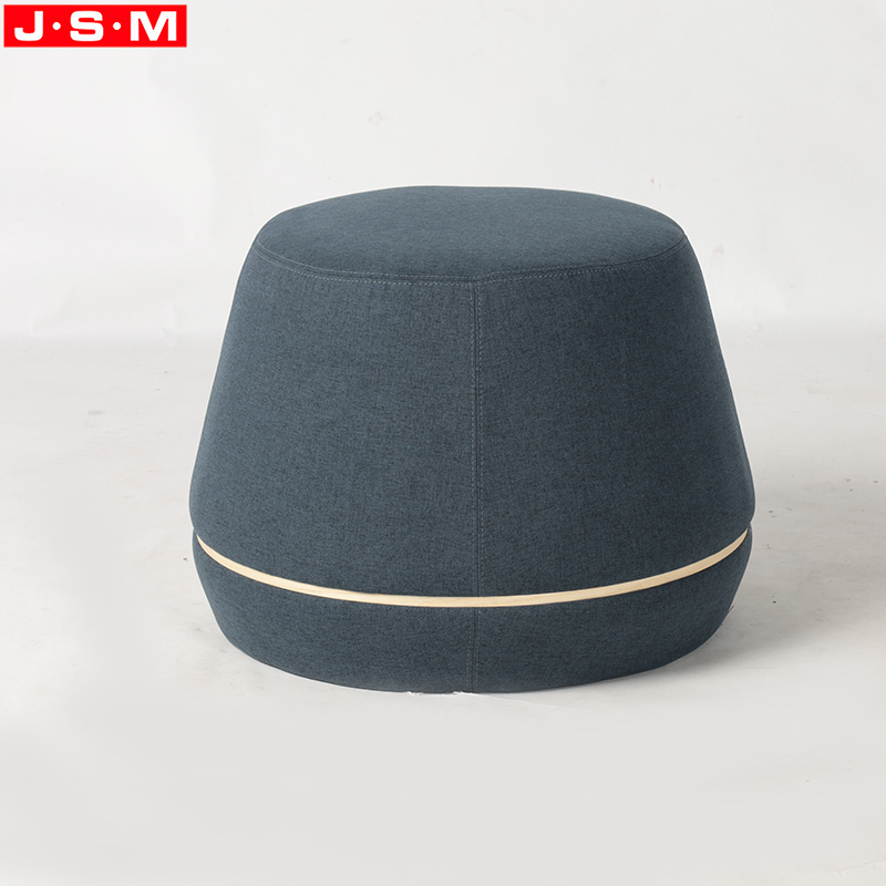 Modern Home French Style Fabric Upholstery Footstool Round Stool Ottoman wooden frame with Fabric or PU upholstery