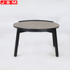 Natural Marble Top Small Round Wooden Low Coffee Table For Bedroom