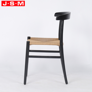 Cane Back Dining Chair Black Chair Dining Table Woven Leather Dining Chair Paper Rope Weaving Seat Ash Timber Frame