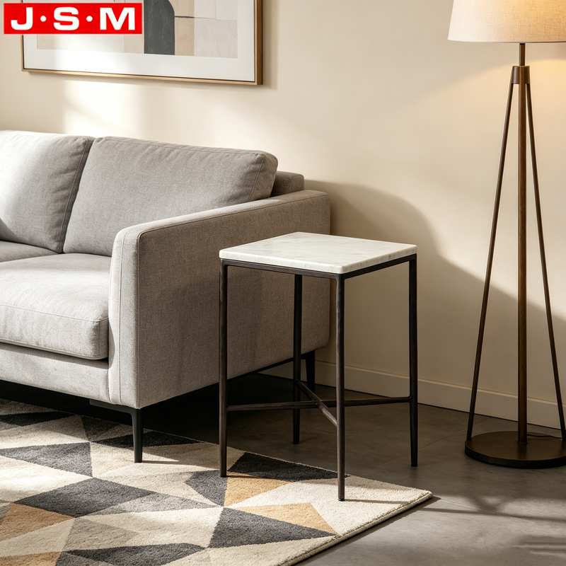 Premium Stone and Metal Construction Coffee Table Contemporary Living Room Marble Side Table for Home