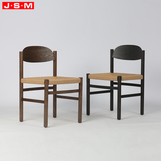 Sillas Comedor Paper Rope Seat Restaurant Wooden Chairs Stackable Nordic Solid Wood Dining Chair