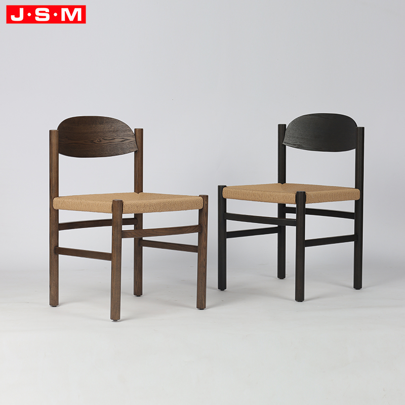 Sillas Comedor Paper Rope Seat Restaurant Wooden Chairs Stackable Nordic Solid Wood Dining Chair