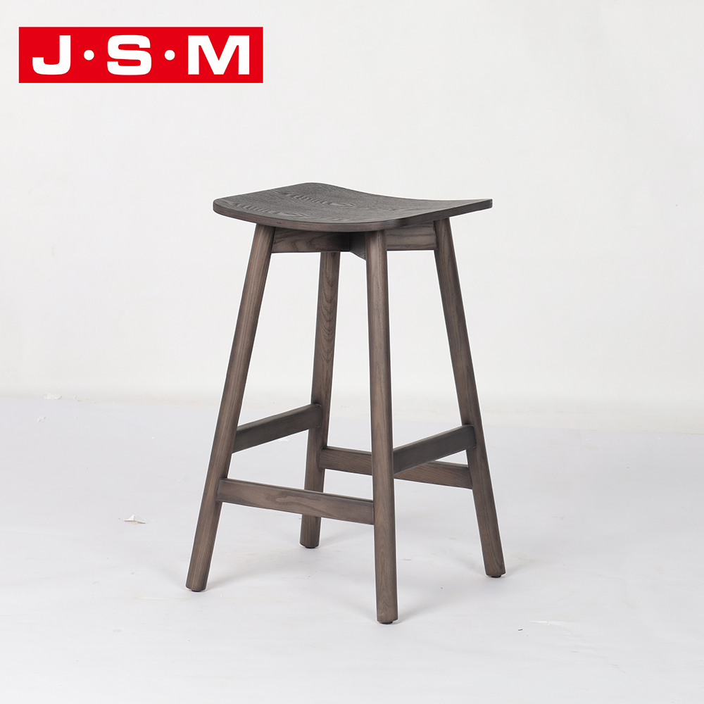 Nordic Designer Restaurant Small Wooden Leather Woven Ash Timber Frame Stool