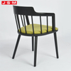 Modern Hotel Restaurant Fabric High Back Patio Solid Wooden Black Dining Chair