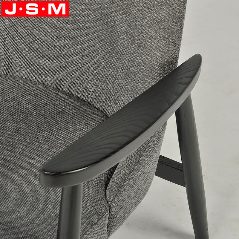 Customizable Dark Gray Leisure Chair Wooden Frame Upholstered Ash Timber Base Lounge Armchairs