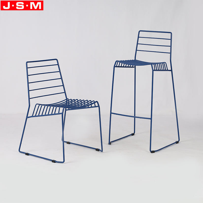 Bule Metal Frame Bar Table High Chair Bar Stool Kitchen With Powder Coating