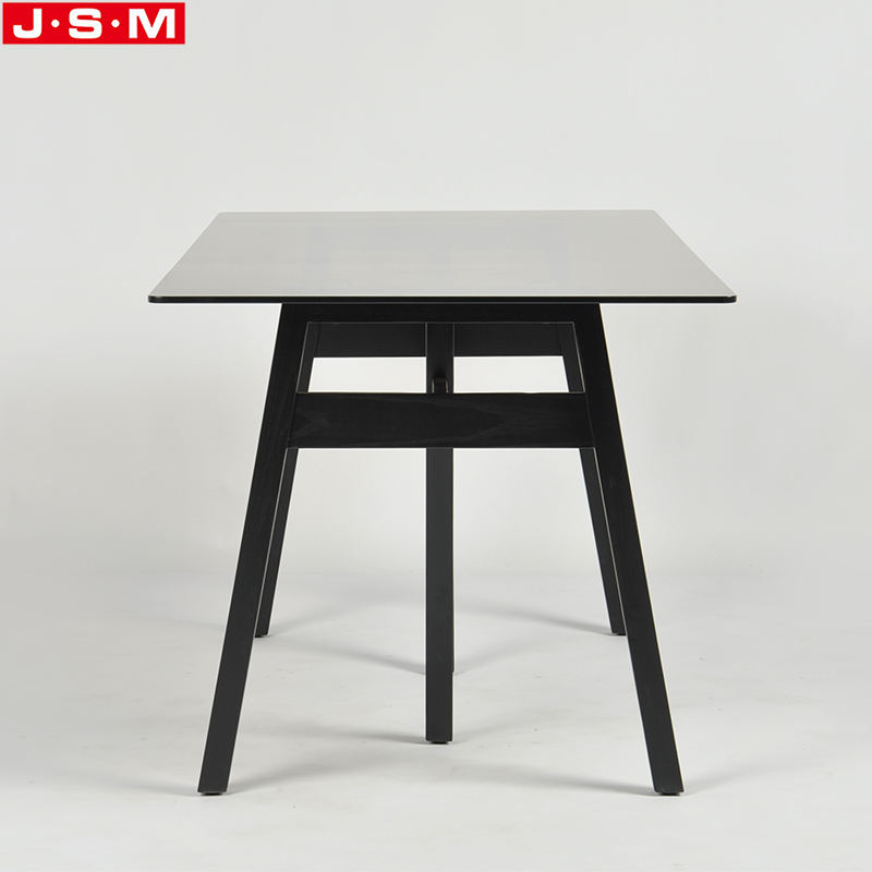 Good Quality Wood Dining Table Tempered Glass Top Dining Room Table