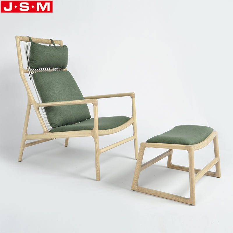 Solid Wood Frame Fabric Ottoman Living Room Furniture Home Stool Ottoman