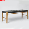 High Quality School Living Room Outdoor Wooden Frame Leather Ottoman Bench