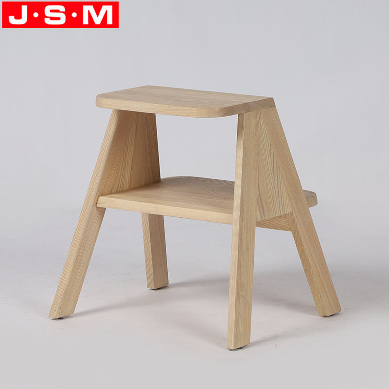 High Quality Oak Ash Timber Wood 2 Steps Ladder Stool Adult Kitchen Stool Chair
