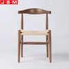 Vintage Paper Rope Seat Living Room Wooden Legs Restaurant Dining Chair
