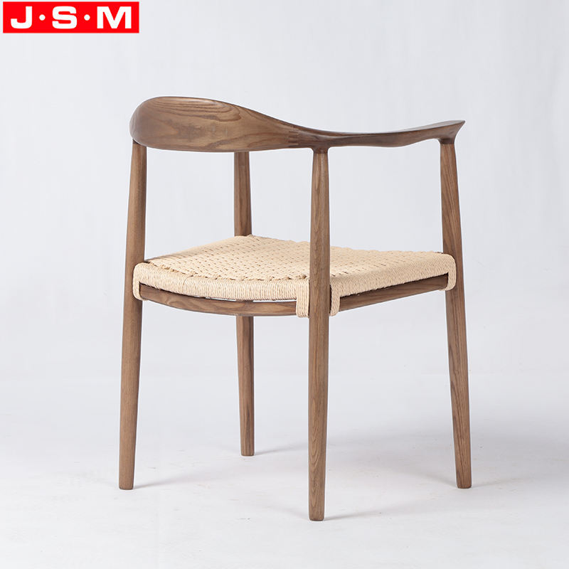 Paper Rope Seat Wood Dining Chair For Waiting Dining Room Restaurant