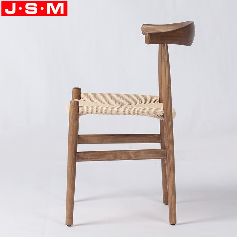 Vintage Paper Rope Seat Living Room Wooden Legs Restaurant Dining Chair