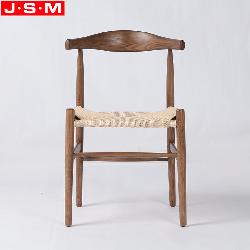 Vintage Paper Rope Seat Living Room Wooden Legs Restaurant Dining Chair