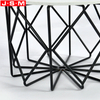 Black Metal Leg Living Room Round Tea Table White Rock Slab Table Top Round Coffee Table