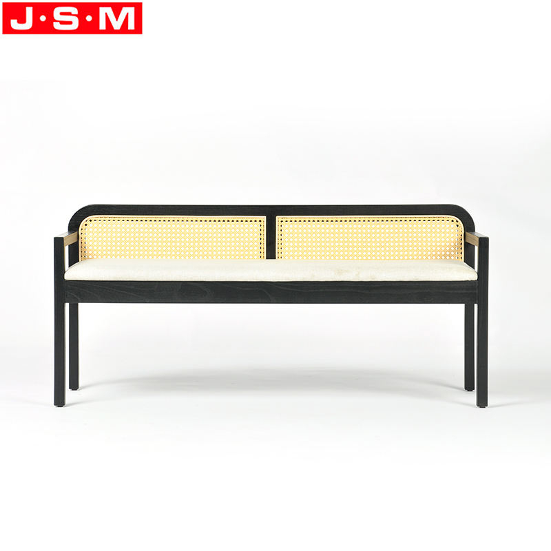 Plastic Rattan Back Chair Cushion Seat Long Benches Chair With Arm