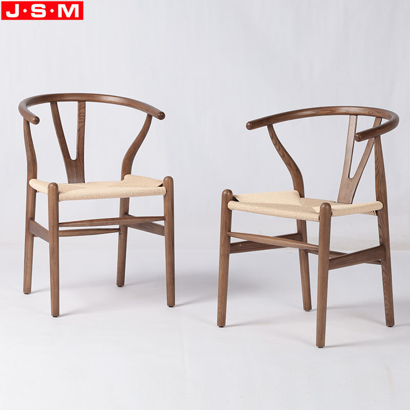 Durable Paper Rope Seat Dining Chairs Ash Timber Restaurant Chairs