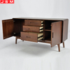 Brown Ash Timber Base Wooden 3 Drawer 2 Door Living Room Cabinet