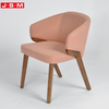 Modern Restaurant Outdoor Dining Room Wooden Pink Fabric High Back Dining Chairs