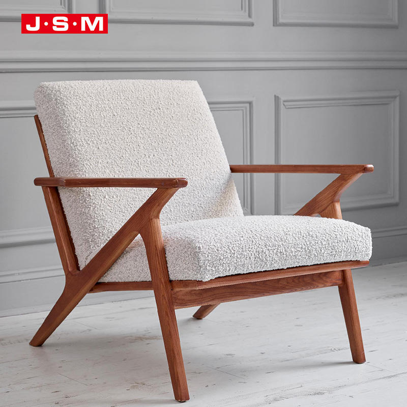 Modern Unique Outdoor Skirted Fabric Lounge Chaise Fabric Recliner Wood Carving Armchair