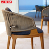 Luxury Hot Products Vintage Style Cushion Seattop Rope Back Cushion Seat Ash Timber Base Leisure Dining Chairs