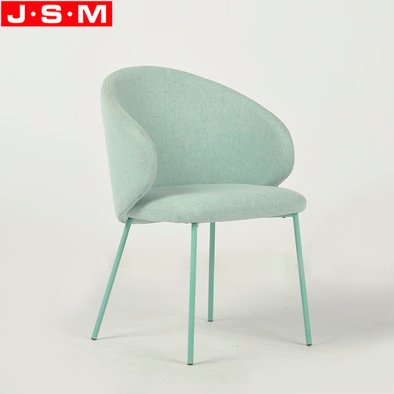 High Quality Wooden One Seat Light Green Low Back Metal Base Dining Chair