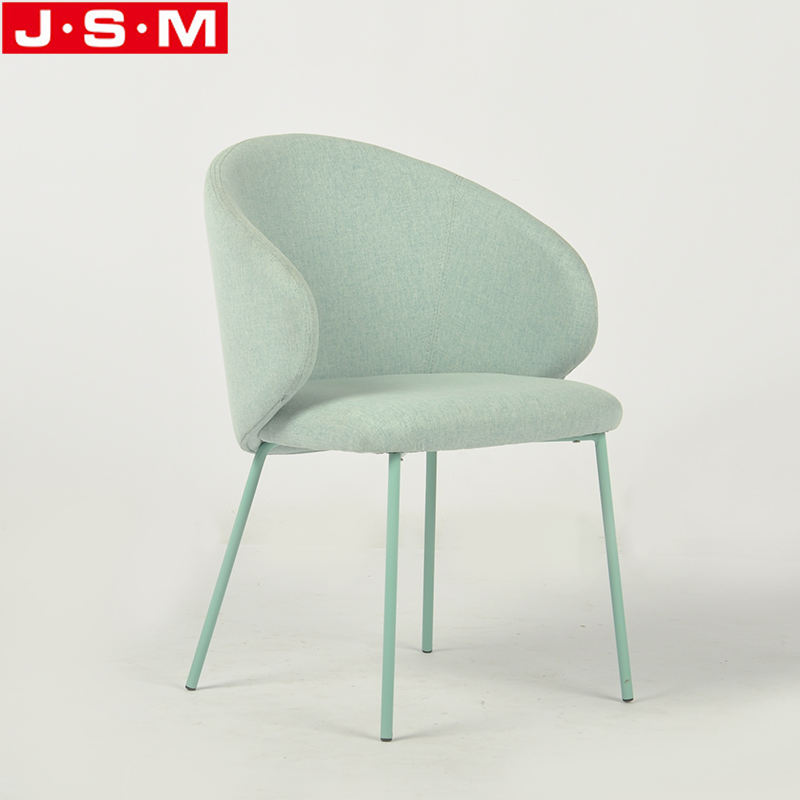 High Quality Wooden One Seat Light Green Low Back Metal Base Dining Chair