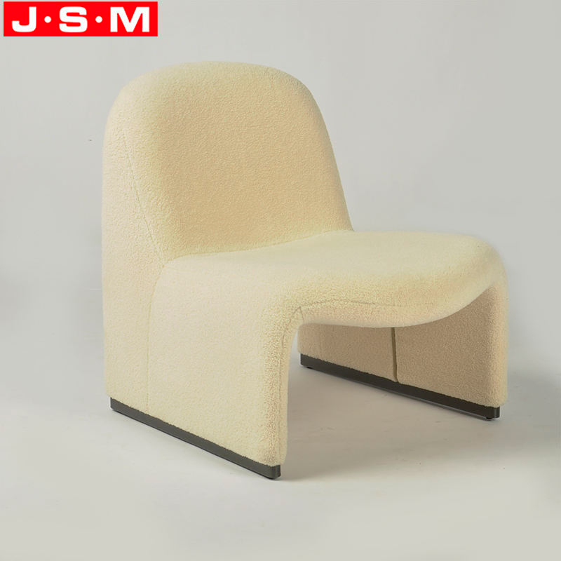 Creamy White Metal Frame Leisure Chair Modern Living Room Lounge Accent Chair