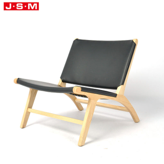 Modern Leisure Artificial Leather Seat Ash Timber Wooden Armchair