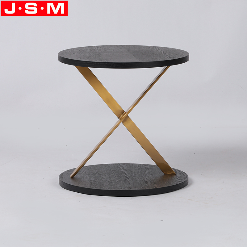 Side Table With Metal Supporting