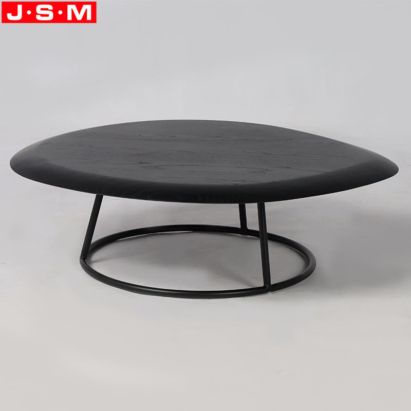 Customized Color And Size Coffee Table Metal Leg Buff Veneer Top Tea Table