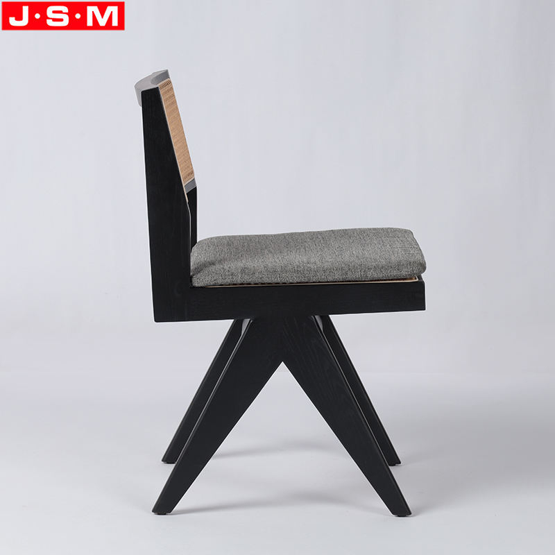 Nordic Modern Black Wooden Outdoor Dining Chair With Removeable Upholstery Seat Pad