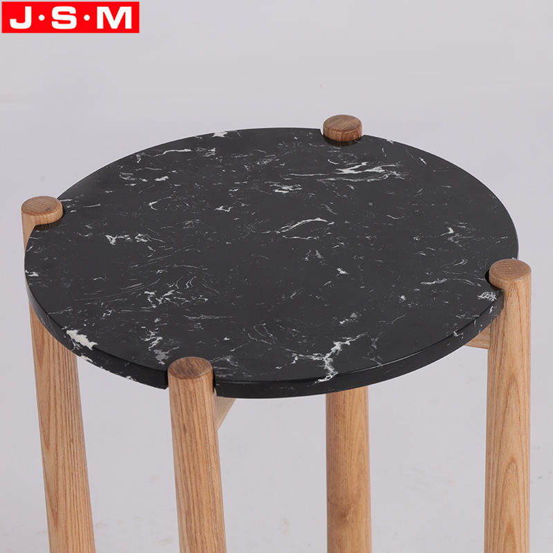 Minimalist Customized Coffee Table Stone Top Wood Leg Side Table