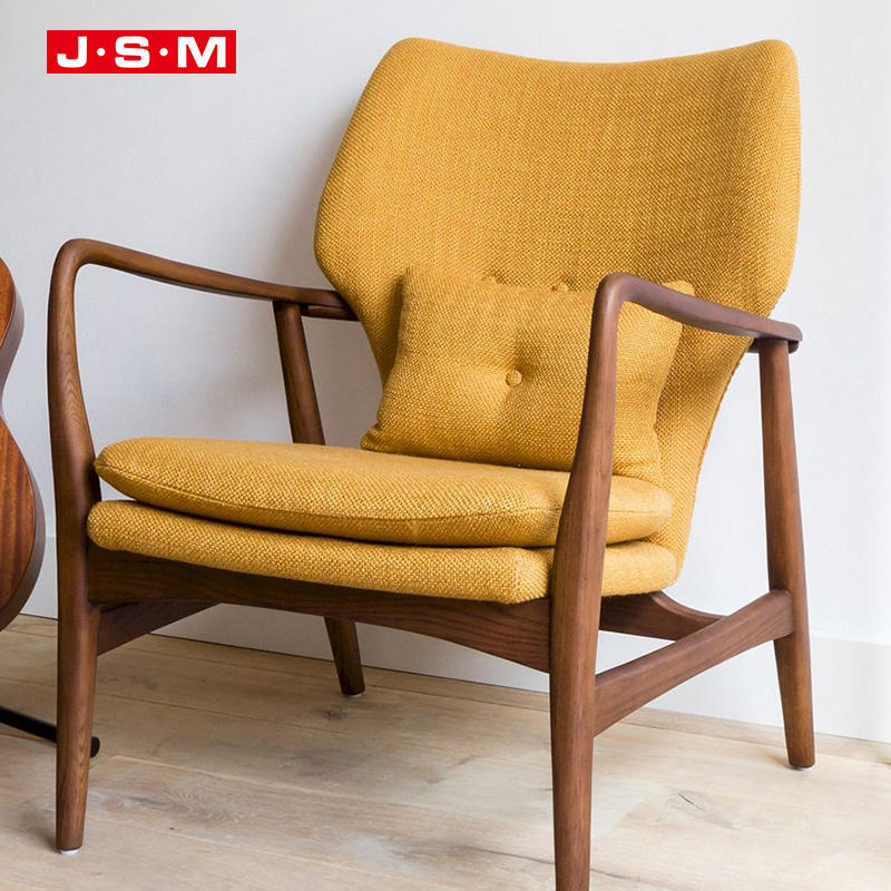 French Furniture Hotel Living Room Monoblock Yellow High Back Wooden Armchair