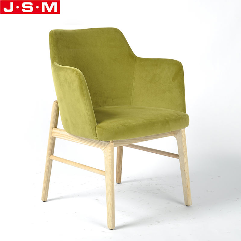 Luxury Restaurant Hotel Fabric Upholstered Wooden Dining Chair With Arm Rest