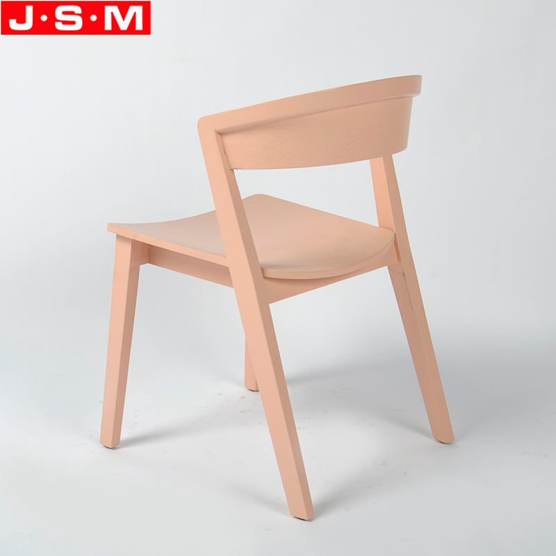 Nordic Retro Bedroom Dining Room Outdoor Pink Wooden Frame Dining Chairs