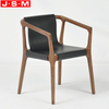 European Outdoor Wooden Black Leather Back Dining Chair For Dining Room