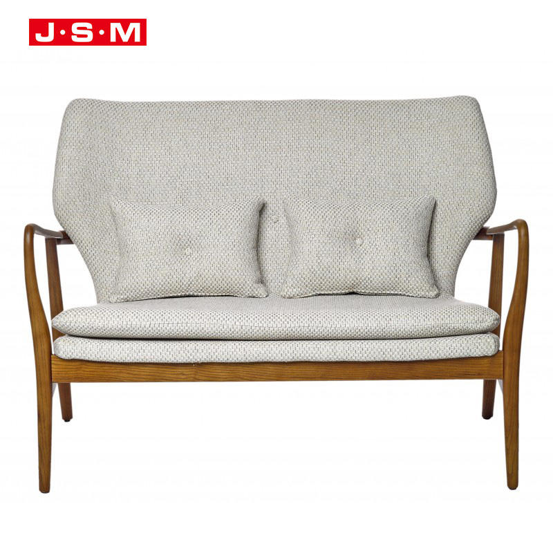 Modern Restaurant Living Room Wooden Frame Fabric Leisure Reclining Armchair