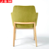 Luxury Restaurant Hotel Fabric Upholstered Wooden Dining Chair With Arm Rest