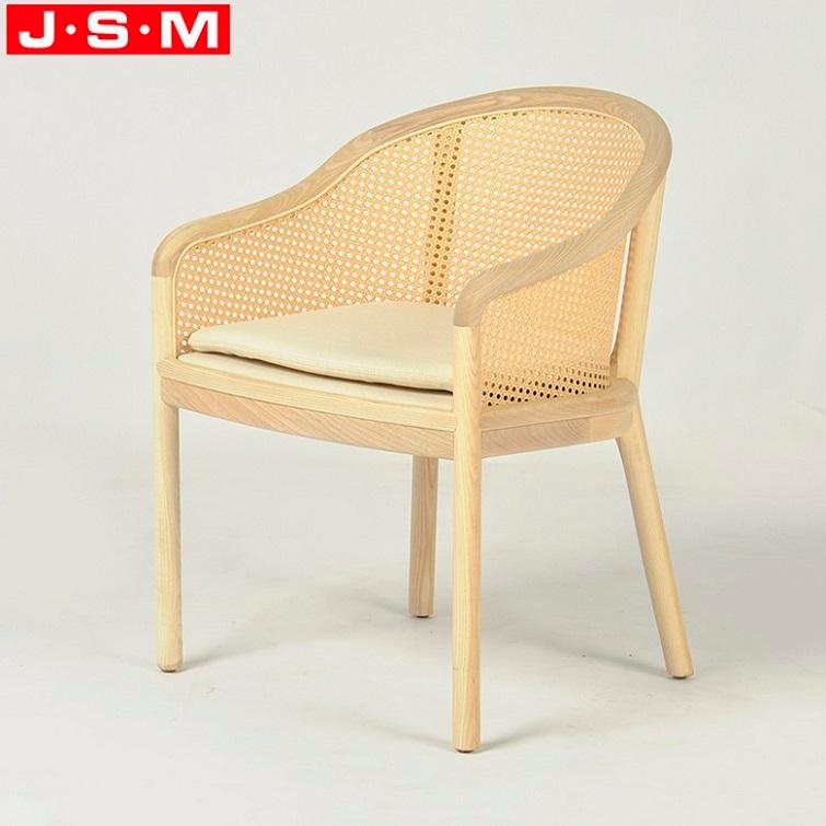 Elegant Modern Plastic Rattan Back Outdoor Wooden Cushion Seat Dining Room Chairs