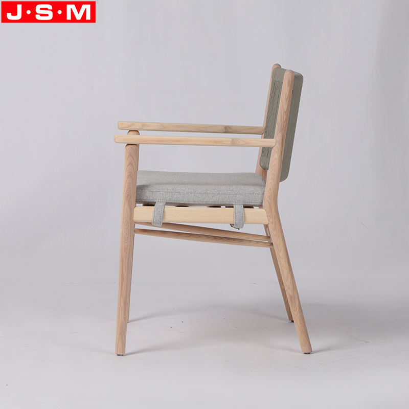Nordic Hot Sale Cotton Rope Woven Back Chair Japandi Style Dining Chair