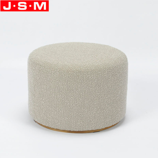 Custom Color Wooden Frame Ottoman Stool Foam And Fabric Round Pouf Ottoman